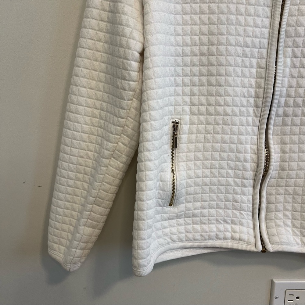 Karen Scott White Quilted Teddy Jacket Winter Classic Athletic Workout Yoga - Picture 2 of 5